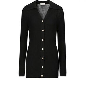 Nanushka Black Evelyn Cotton-blend Cardigan size M mother of pearl